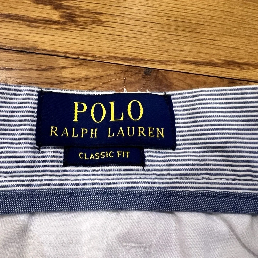Polo Ralph Lauren Shorts Mens 38x8 Classic Fit Seersucker Pony‎ Logo Nautical